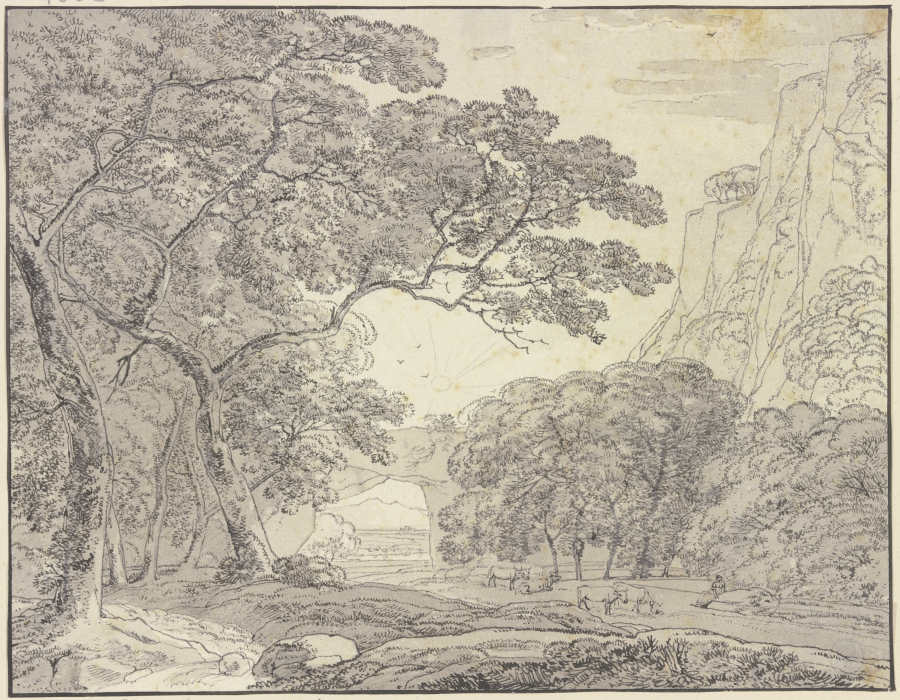 Waldige Landschaft, im Mittelgrund ein Felsenbogen from Franz Innocenz Josef Kobell