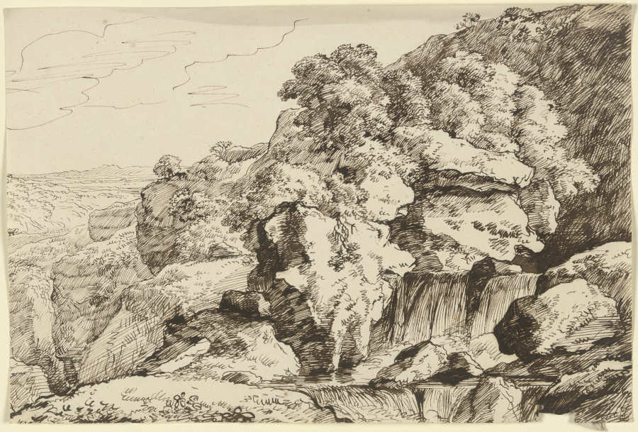 Wasserfall in einer Berglandschaft from Franz Innocenz Josef Kobell