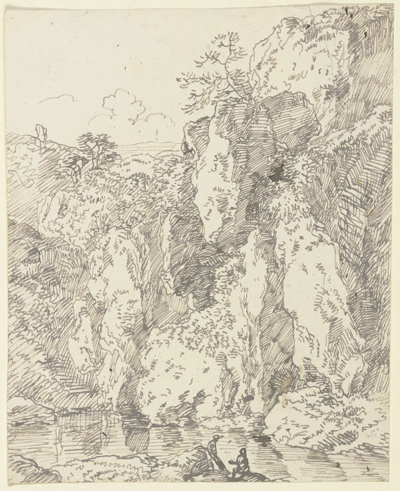 Zerklüftete Felswand an einem Gewässer from Franz Innocenz Josef Kobell
