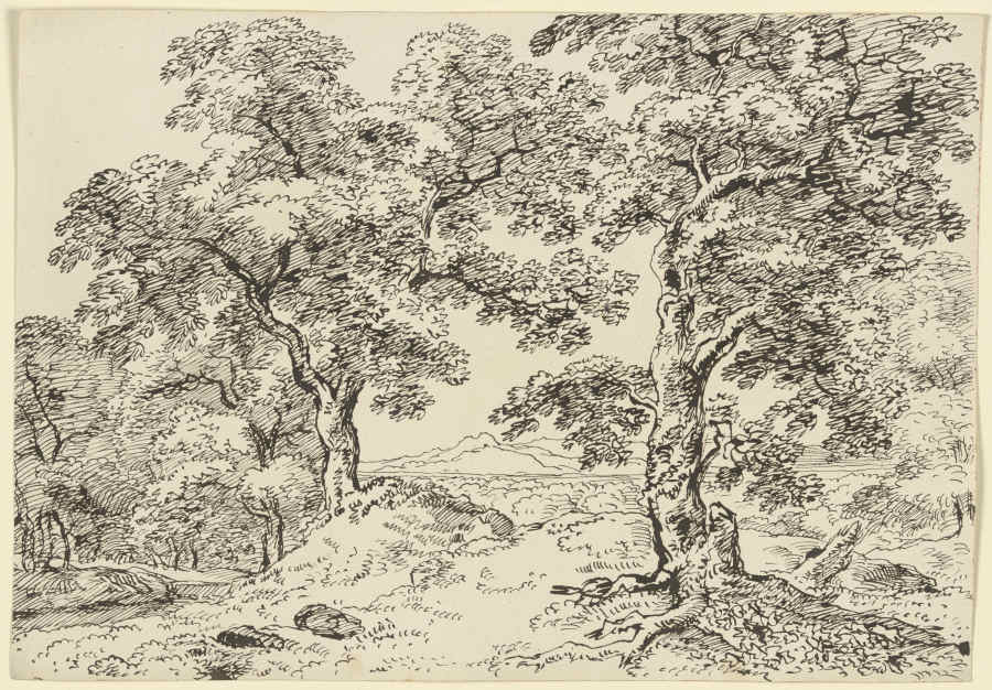 Zwei Laubbäume in der Landschaft stehend from Franz Innocenz Josef Kobell
