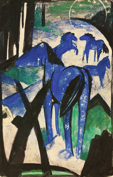 Die Mutterstute der blauen Pferde I. (Postkarte an Else Lasker-Schüler) from Franz Marc