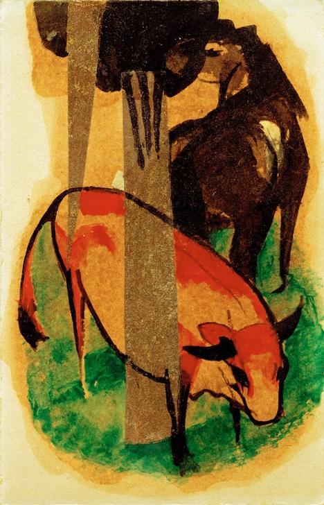 Black Brown Horse and Yellow Cow from Franz Marc