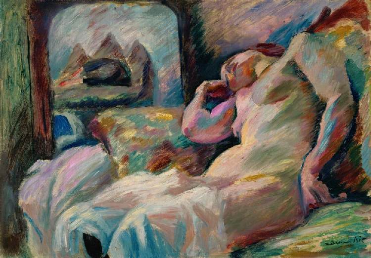 Schlafender weiblicher Akt vor einem Spiegel from Franz Nolken