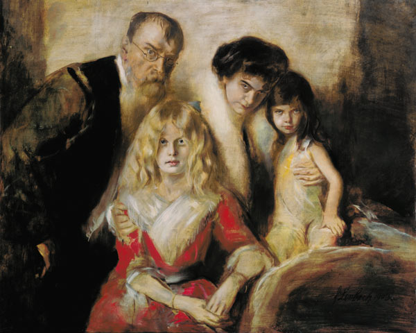 The Artist with his Wife and Children from Franz von Lenbach