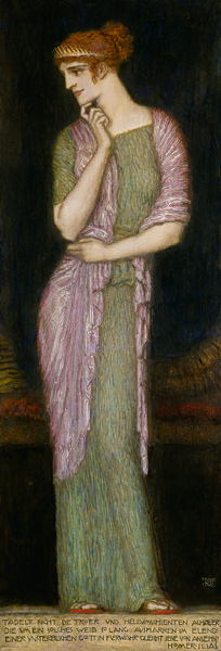 Helena. Tafelbild auf Holz mit einem Vers aus der Illias. from Franz von Stuck
