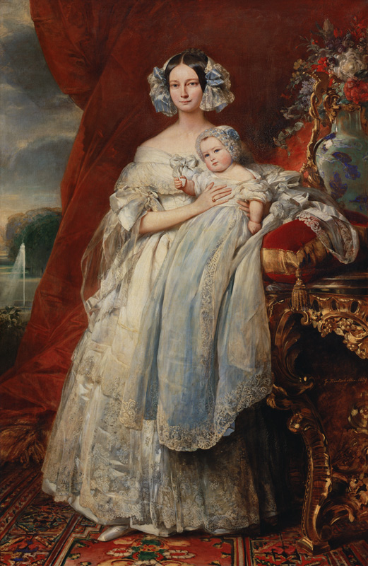 Helene-Louise de Mecklembourg-Schwerin, Duchess of Orleans (1814-58) with his son Count of Paris (18 from Franz Xaver Winterhalter