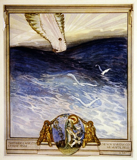 Illustration for Dante''s ''Divine Comedy'', Purgatory, Canto II: 35 from Franz von (Choisy Le Conin) Bayros