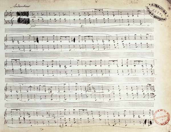 Facsimile of the score of 'Ballade Number 2 in F' from Frederic Chopin