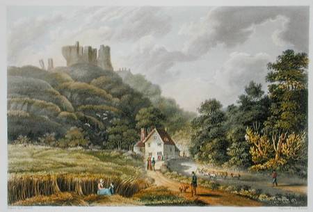 Carisbrook, from 'The Isle of Wight Illustrated, in a Series of Coloured Views', engraved by P. Robe from Frederick Calvert