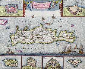 Map of the Island of Candia (Crete) with the sea port of Herakleion, c.1680