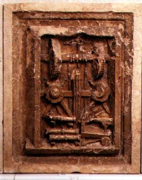 Plaque depicting a winch