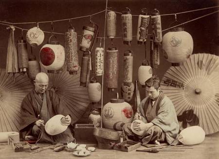 Scene in a Japanese Lantern work Shop from French  Photographer