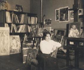 Portrait of Gabrielle Renard (1878-1959) (b/w photo)