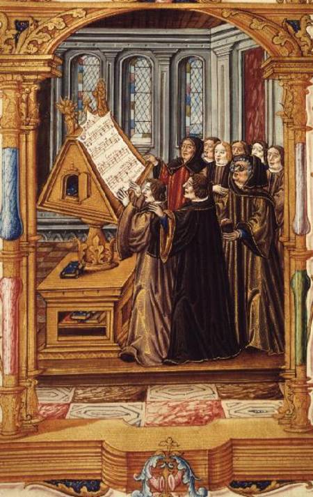 Ms Fr 1537 f.58v Illustration from 'Chants Royaux sur la Conception Couronnee du Puy de Rouan', depi from French School