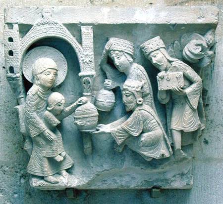 The Adoration of the Magi, original capital from the cathedral nave from French School