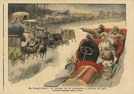 At the Grand Palais, history of locomotion throughout the ages, illustration from ''Le Petit Journal from French School