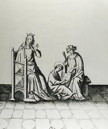 Blanche de Castille (1188-1252) Queen of France and her Son Louis at his Studies from French School