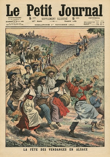 Celebrating the wine harvest in Alsace, illustration from ''Le Petit Journal'', supplement illustre, from French School