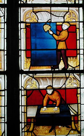 Cloth Merchant''s Window (stained glass) from French School