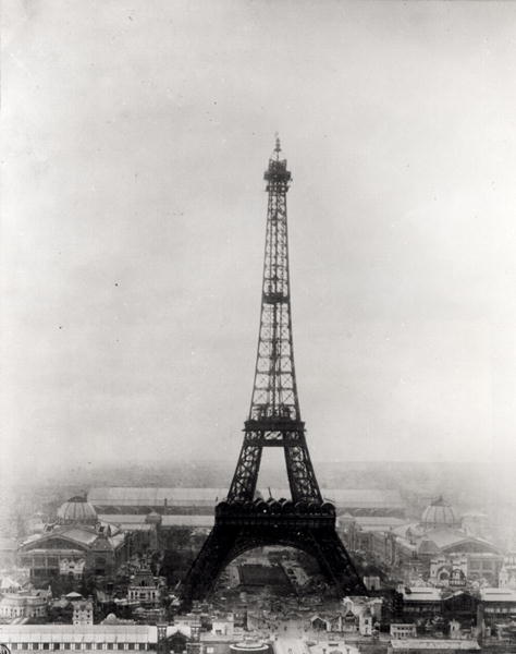 Construction of the Eiffel Tower, Paris, 31st March 1889 (b/w photo)  from French School