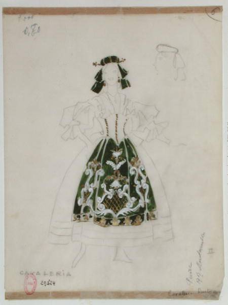 Costume design for opera "Cavalleria Rusticana" by Pietro Mascagni (1863-1945) from French School