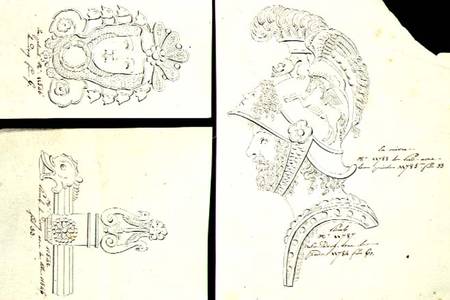 Designs for bronze ormolu furniture mounts from French School