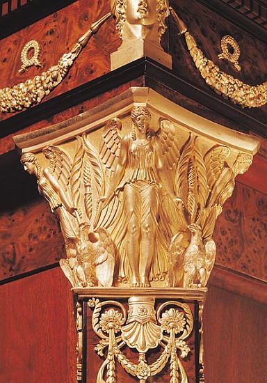 Detail of winged victory from the leg of a secretaire (wood & gilt bronze) from French School