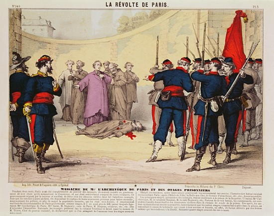 Execution of the Archbishop of Paris, Monseigneur Darboy, during the Paris Commune from French School