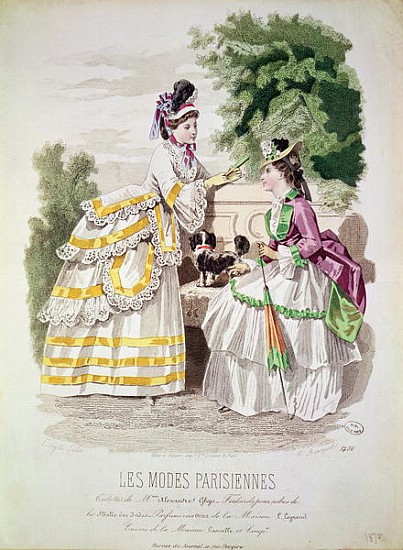 Female fashions, from ''Les Modes Parisiennes'' 1870 from French School