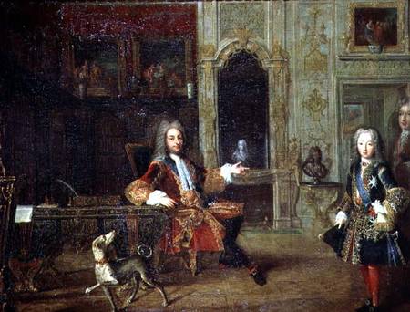 Louis XV (1710-74) and the Regent, Philippe II, Duke of Orleans (1674-1723) in the Study of the Gran from French School