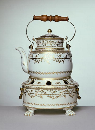 Louis XVI porcelain kettle and stand made in Paris, c.1775-91 (porcelain) from French School