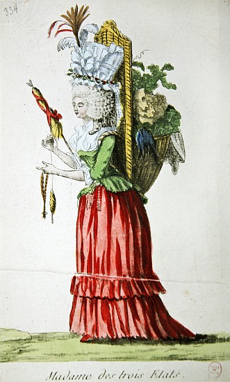 ''Madame des Trois Etats'', caricature on the Three Estates of France before the Revolution from French School