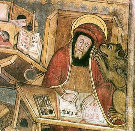 St. Mark writing his gospel, detail from the crypt from French School
