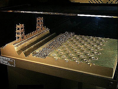 Model of Caesar''s defences at Alesia (mixed media) from French School