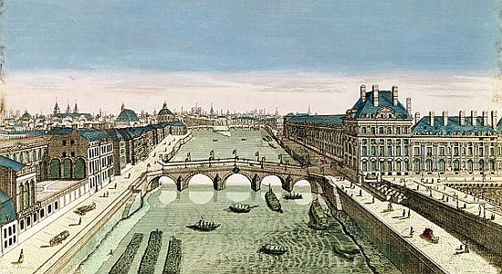 Perspective View of Paris from the Pont Royal from French School