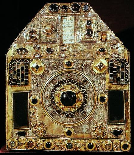 Phylactery or pentagonal reliquary, 10th-11th century (wood, copper, gilded silver & semi-precious s from French School