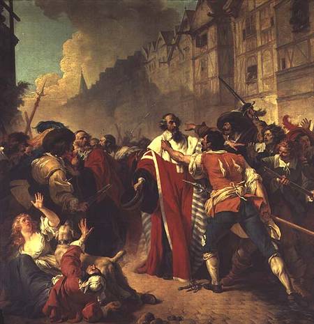 The Prime Minister of France, Comte Louis Mathieu Mole (1781-1855) confronted by agitators from French School
