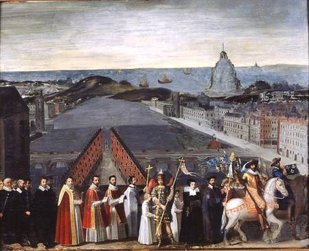 Procession of the Brotherhood of Saint-Michel in 1615 from French School