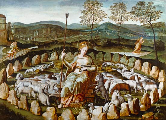 St. Genevieve Guarding her Flock from French School