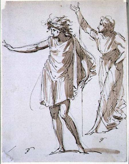 Study of Two Classically Draped Figures from French School