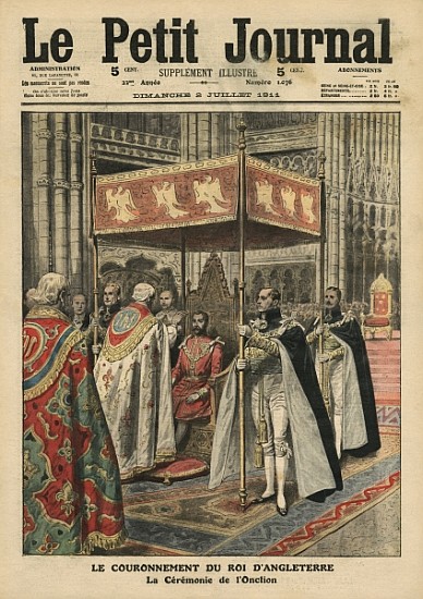 The Coronation of King George V (1865-1936) and the Ceremony of Unction at Westminster Abbey, 23 Jun from French School