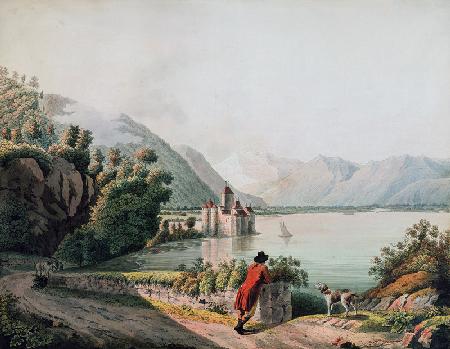 View of the Chateau de Chillon, Lake Geneva