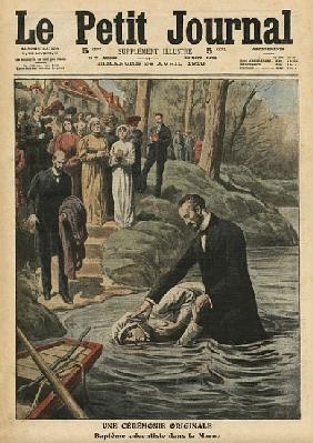 An unusual ceremony, an Adventist baptism in La Marne, illustration from ''Le Petit Journal'', suppl