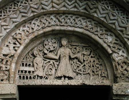 Tympanum depicting Christ of Revelation holding the Seven Stars in His Hand from French School