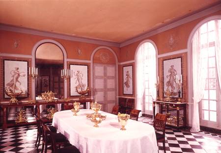 View of the dining room with Pompeiian style frescoes by Louis Lafitte (1770-1828) (photo) from French School