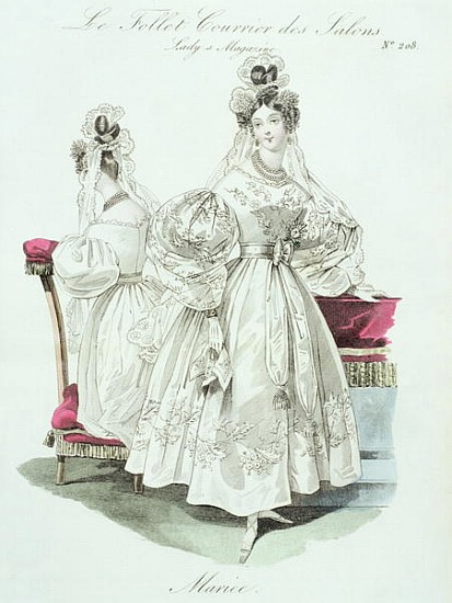 Wedding dress, from ''Le Follet Courrier des Salons Modes'' from French School