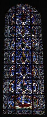 The Tree of Jesse, lancet window in the west facade (stained glass) (detail of 98062) from French School, (12th century)