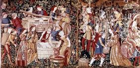 The Grape Harvest, from the 'Workshop on the Banks of the Loire' (tapestry) (see 23083 for detail)