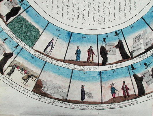 Board game based on the French Revolution, c.1790 (colour litho) from French School, (18th century)
