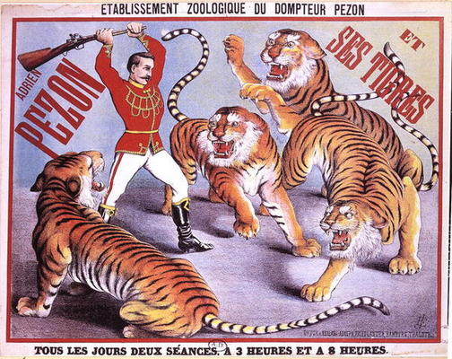 Poster advertising 'Adrien Pezon and his Tigers', c.1897 (colour litho) from French School, (19th century)